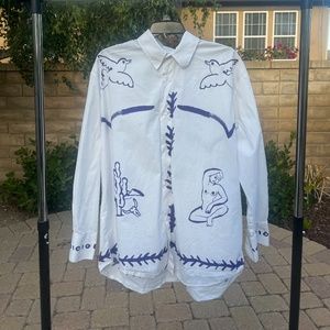 Large Carne Boliente “Wild Wild West” white and purple Button Down